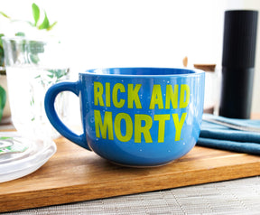 Rick and Morty Portal Heads Ceramic Soup Mug With Lid | Holds 24 Ounces