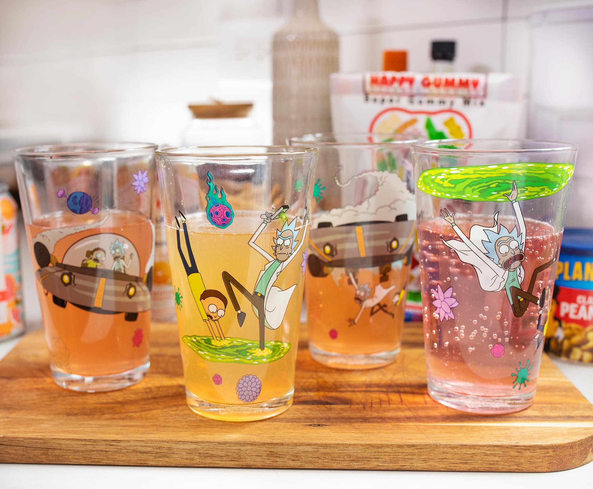 Rick and Morty 16-Ounce Pint Glasses | Set of 4