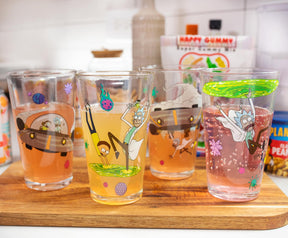 Rick and Morty 16-Ounce Pint Glasses | Set of 4