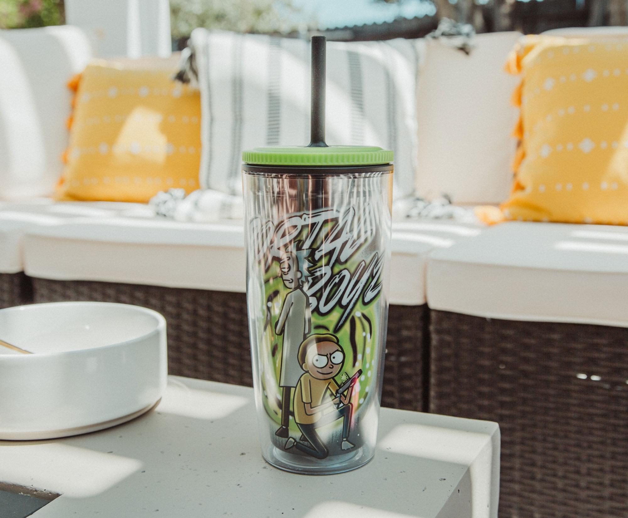 Rick and Morty "Portal Boyz" Plastic Tumbler With Lid and Straw | Hold 20 Ounces