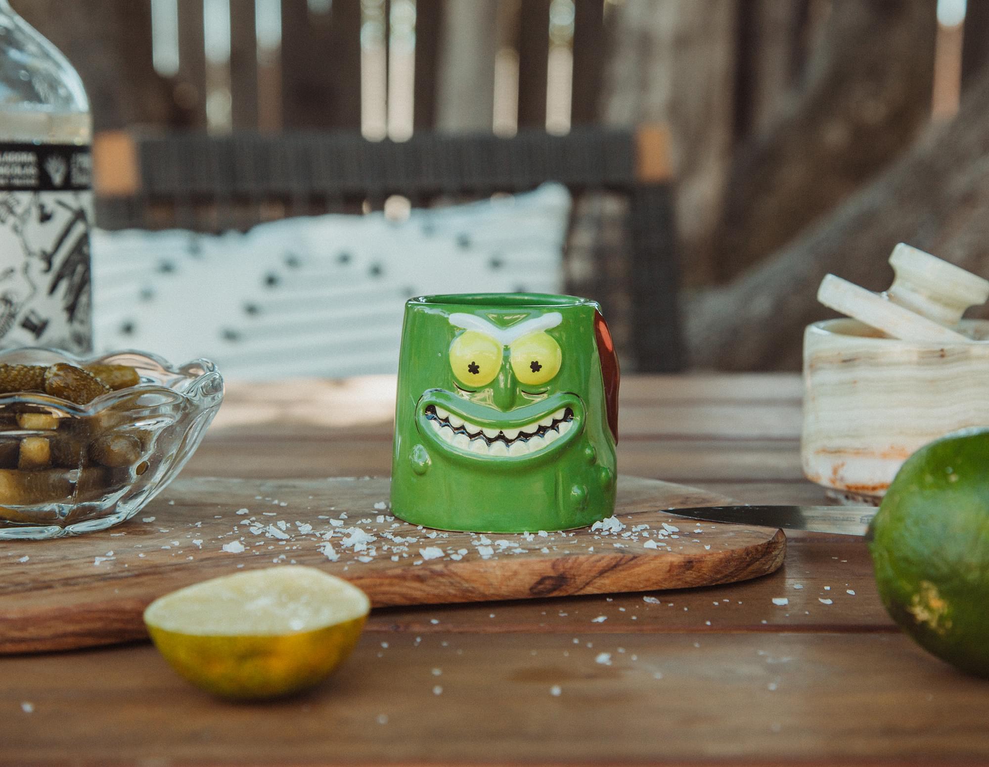 Rick and Morty Pickle Rick Sculpted Ceramic Mini Shot Glass | Holds 2 Ounces