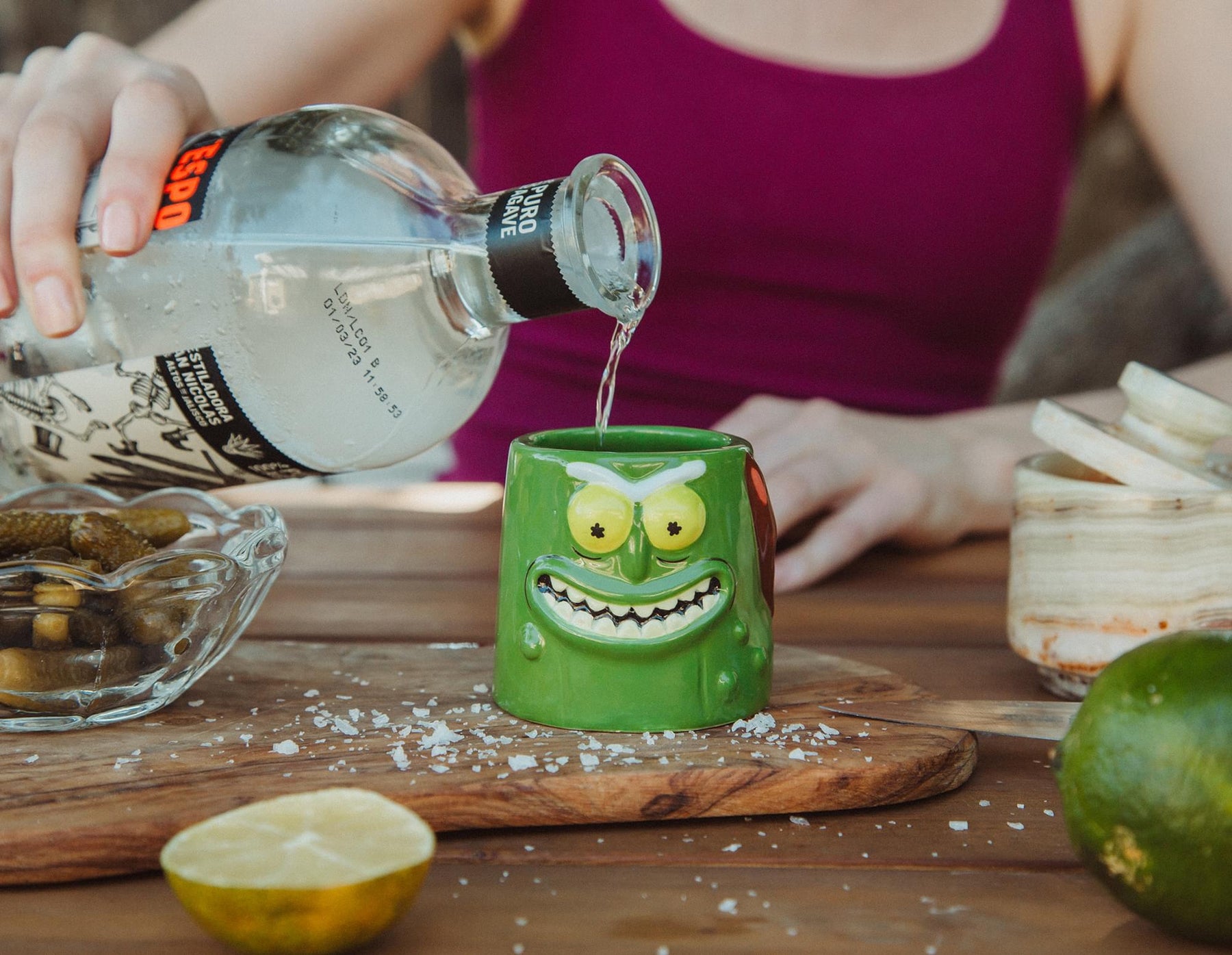 Rick and Morty Pickle Rick Sculpted Ceramic Mini Shot Glass | Holds 2 Ounces