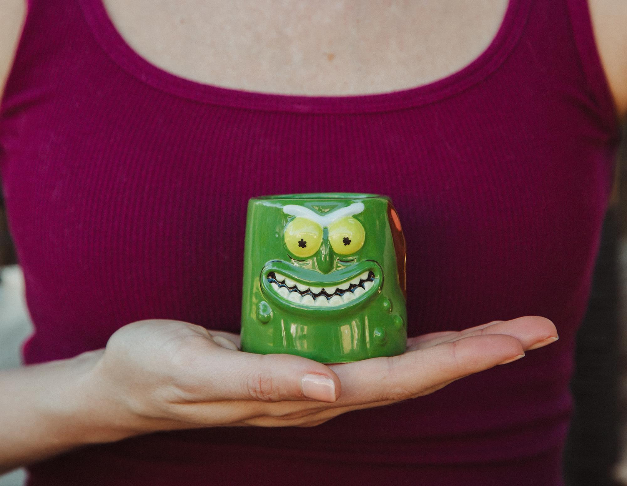 Rick and Morty Pickle Rick Sculpted Ceramic Mini Shot Glass | Holds 2 Ounces