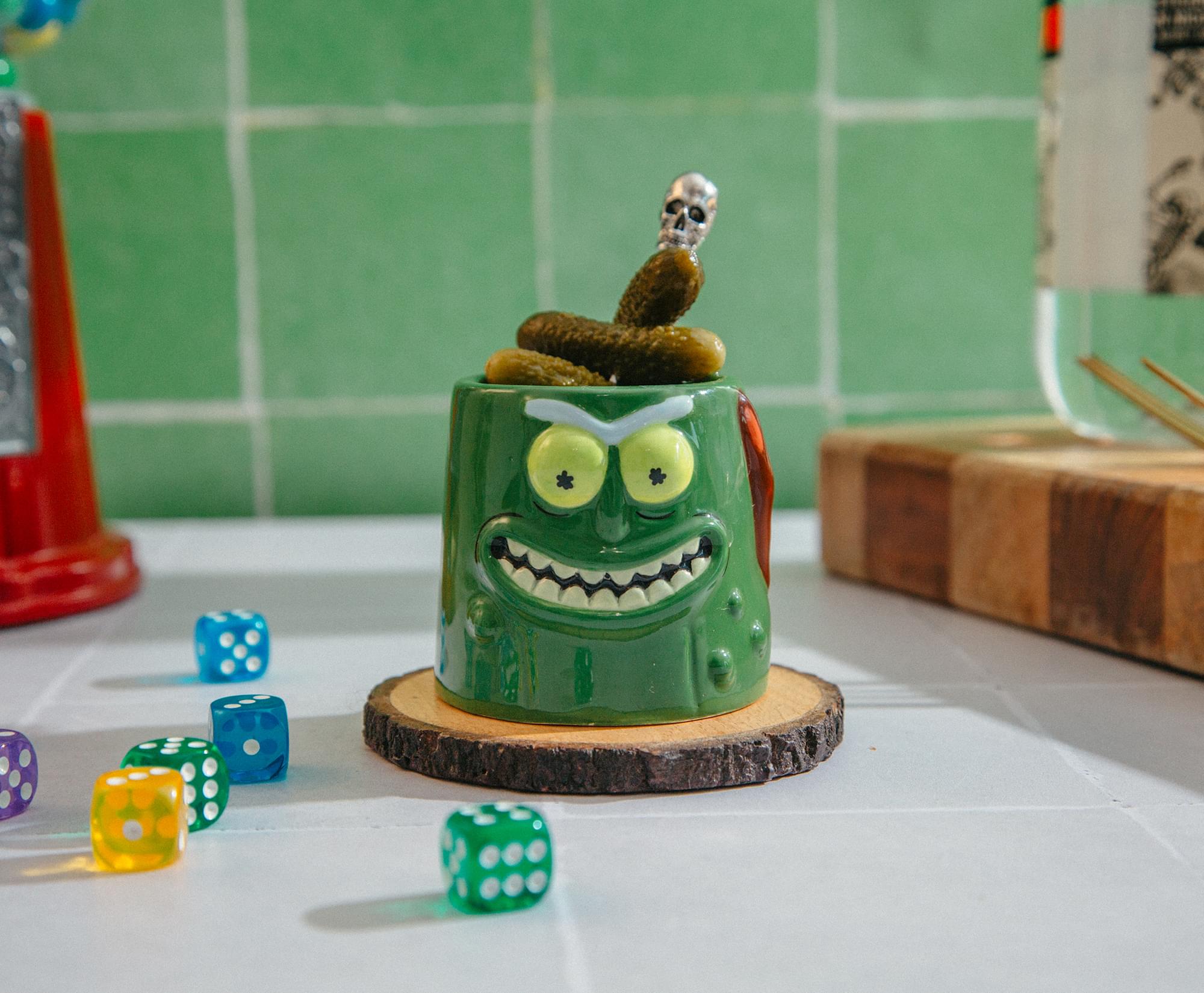 Rick and Morty Pickle Rick Sculpted Ceramic Mini Shot Glass | Holds 2 Ounces