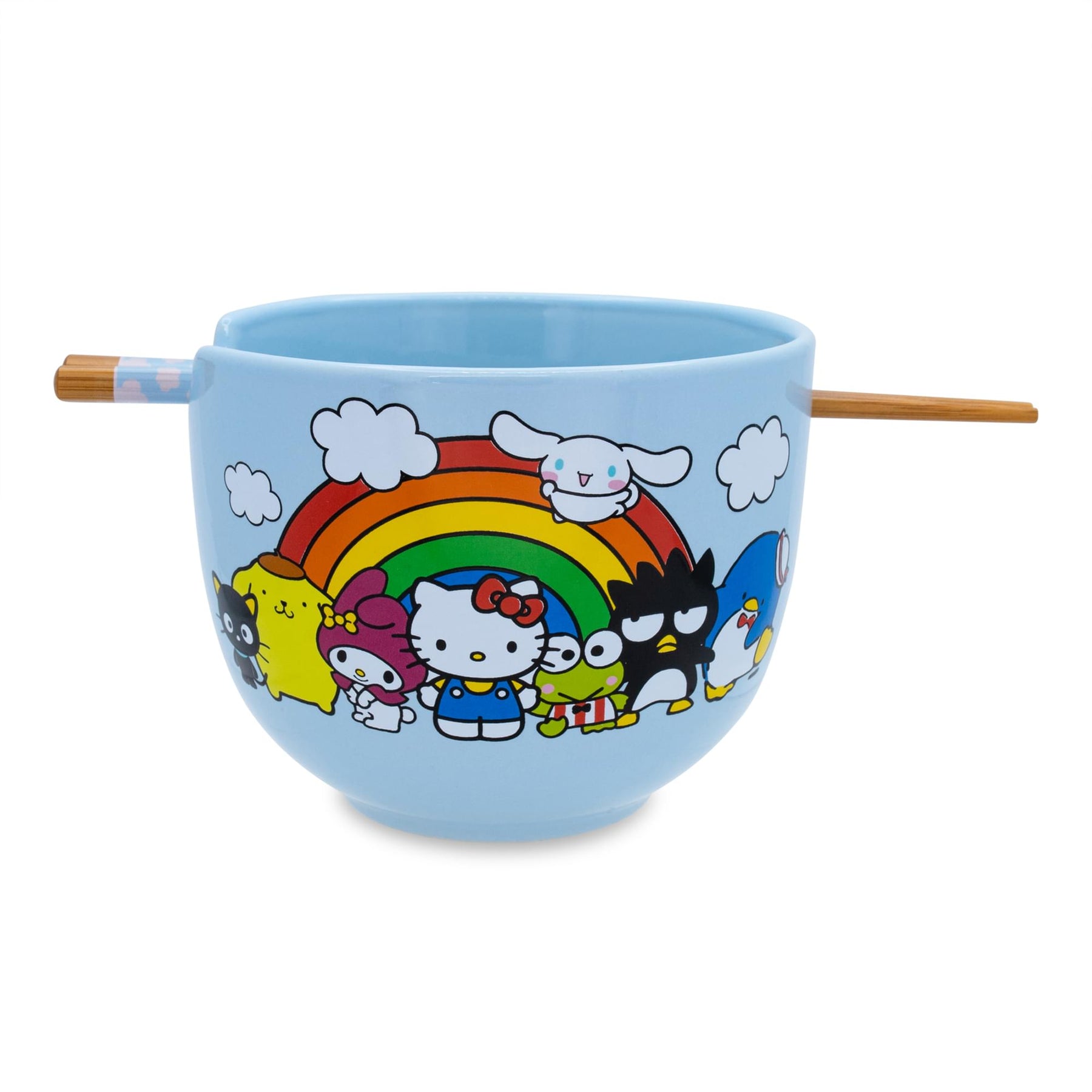Sanrio Hello Kitty and Friends Rainbow Ceramic Ramen Bowl and Chopstick Set