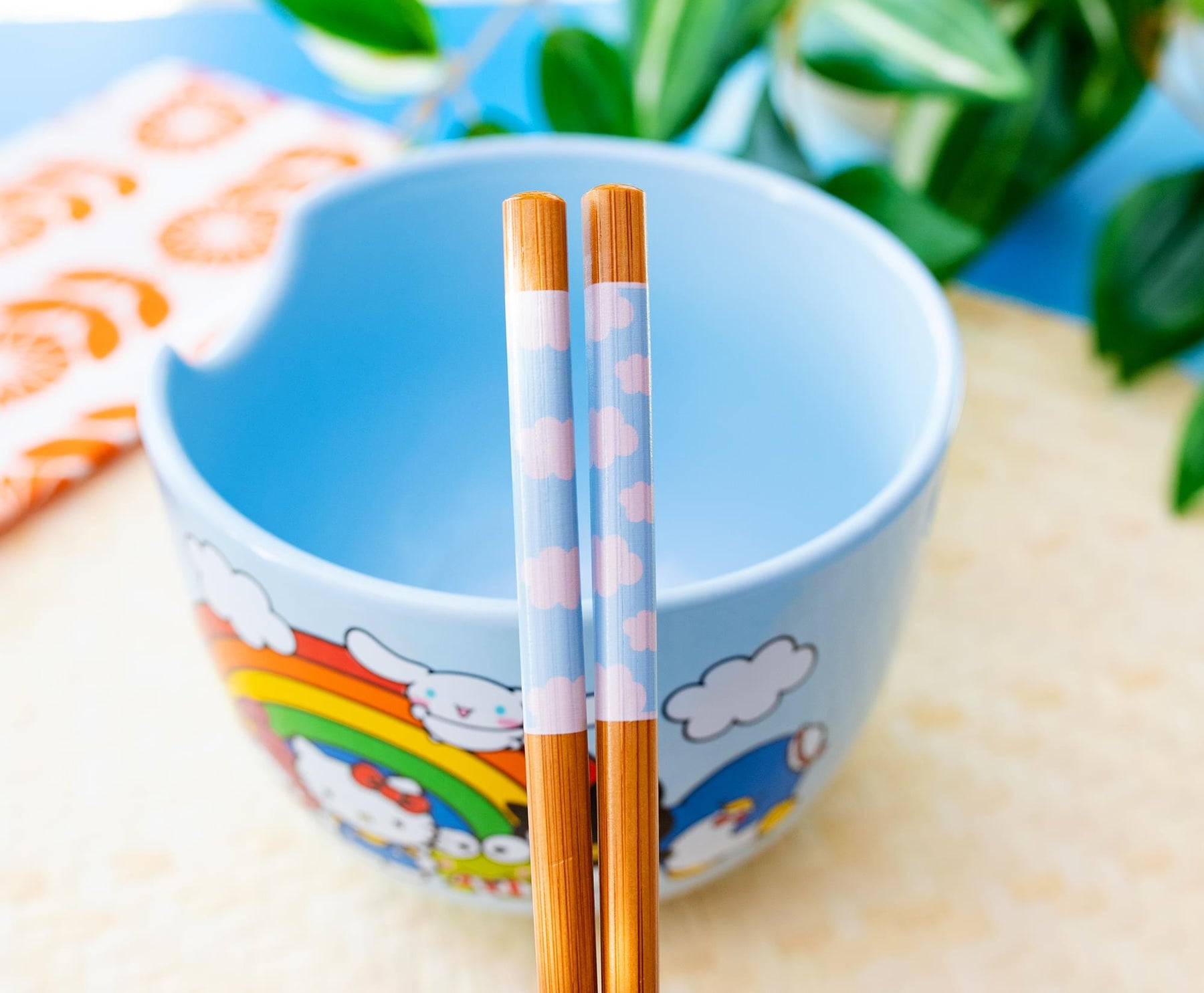 Sanrio Hello Kitty and Friends Rainbow Ceramic Ramen Bowl and Chopstick Set