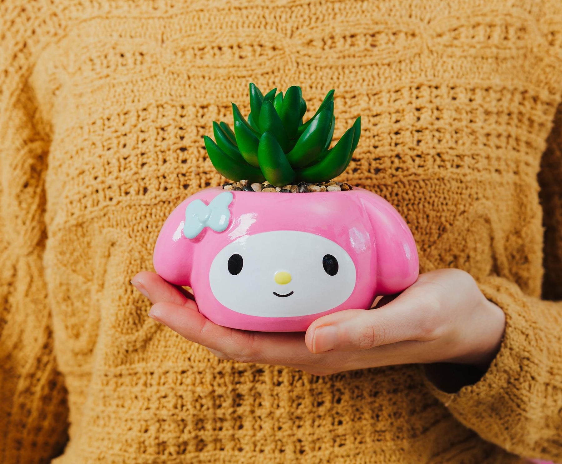 Sanrio My Melody 3-Inch Ceramic Mini Planter With Artificial Succulent