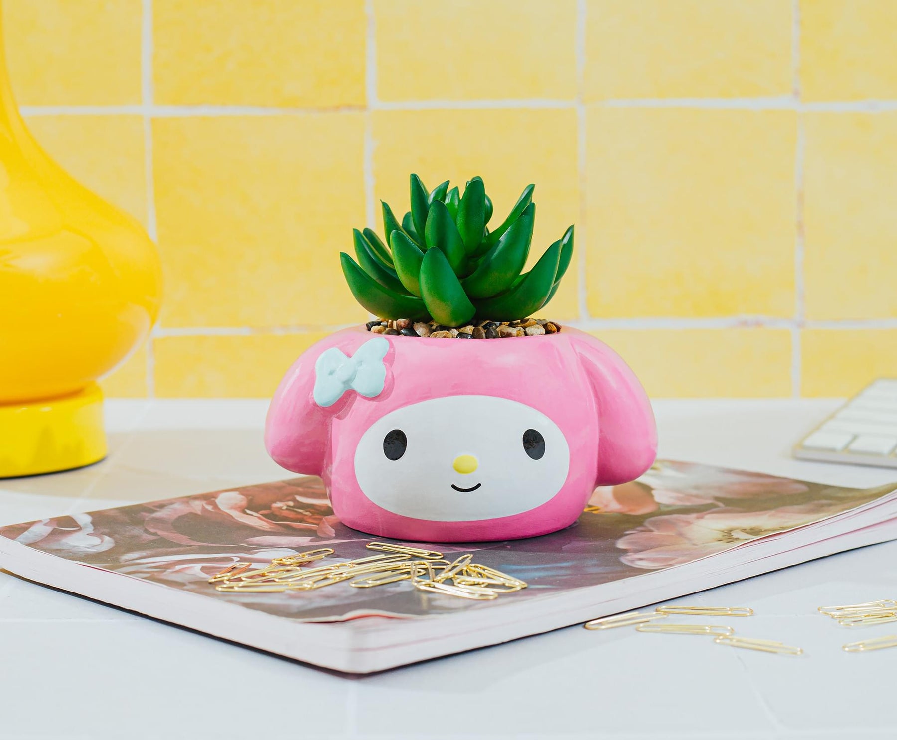 Sanrio My Melody 3-Inch Ceramic Mini Planter With Artificial Succulent