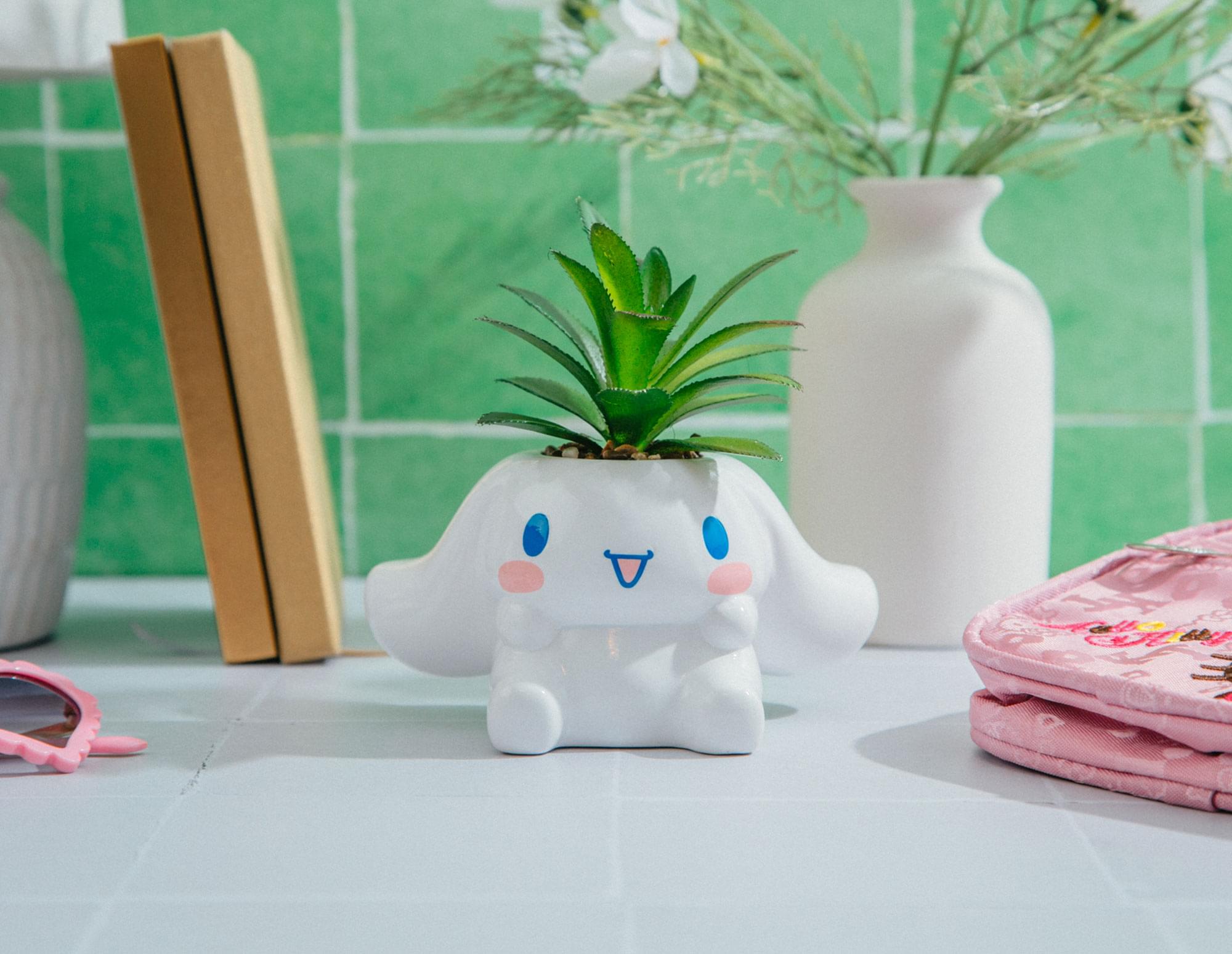 Sanrio Cinnamoroll 3-Inch Ceramic Mini Planter With Artificial Succulent
