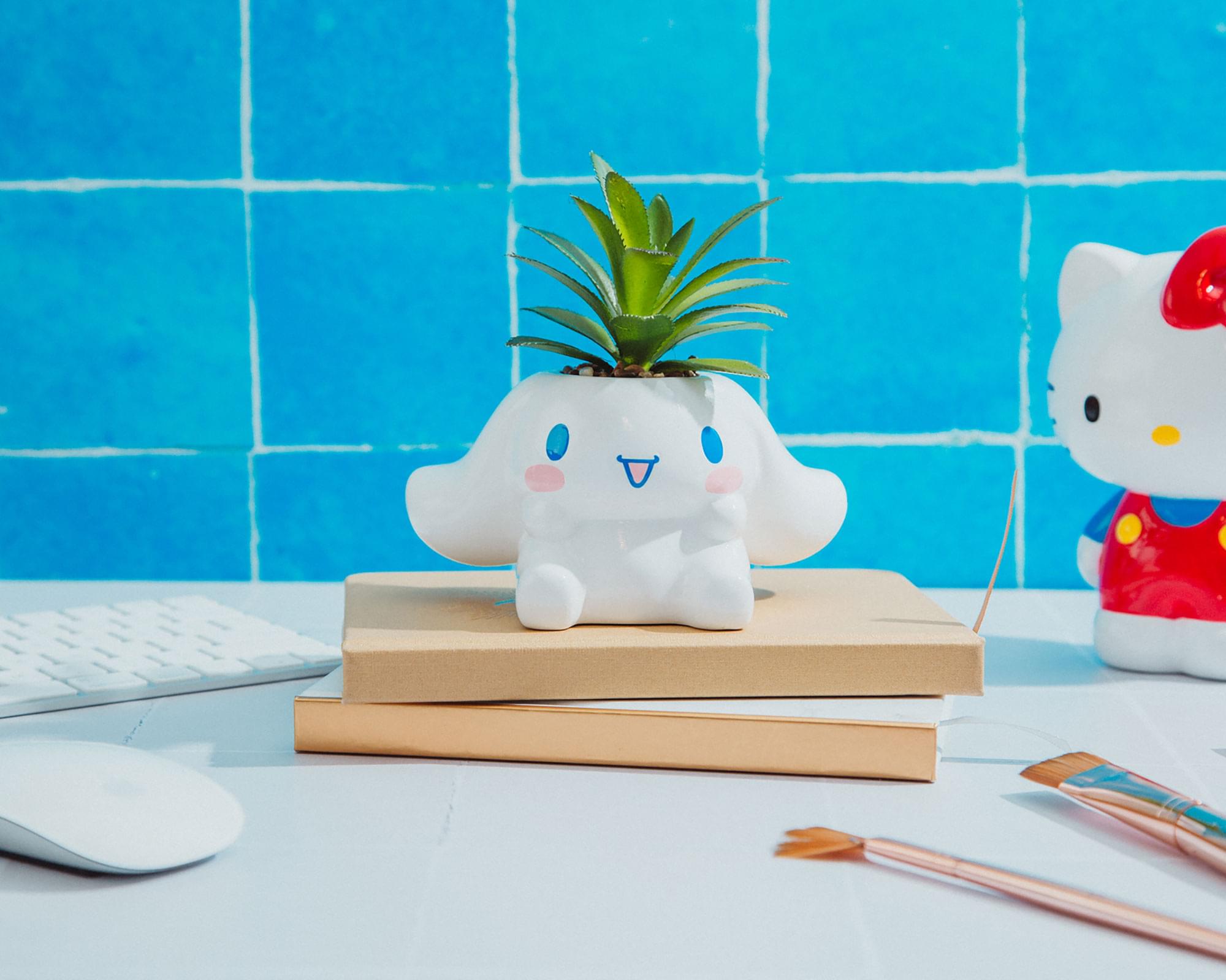 Sanrio Cinnamoroll 3-Inch Ceramic Mini Planter With Artificial Succulent