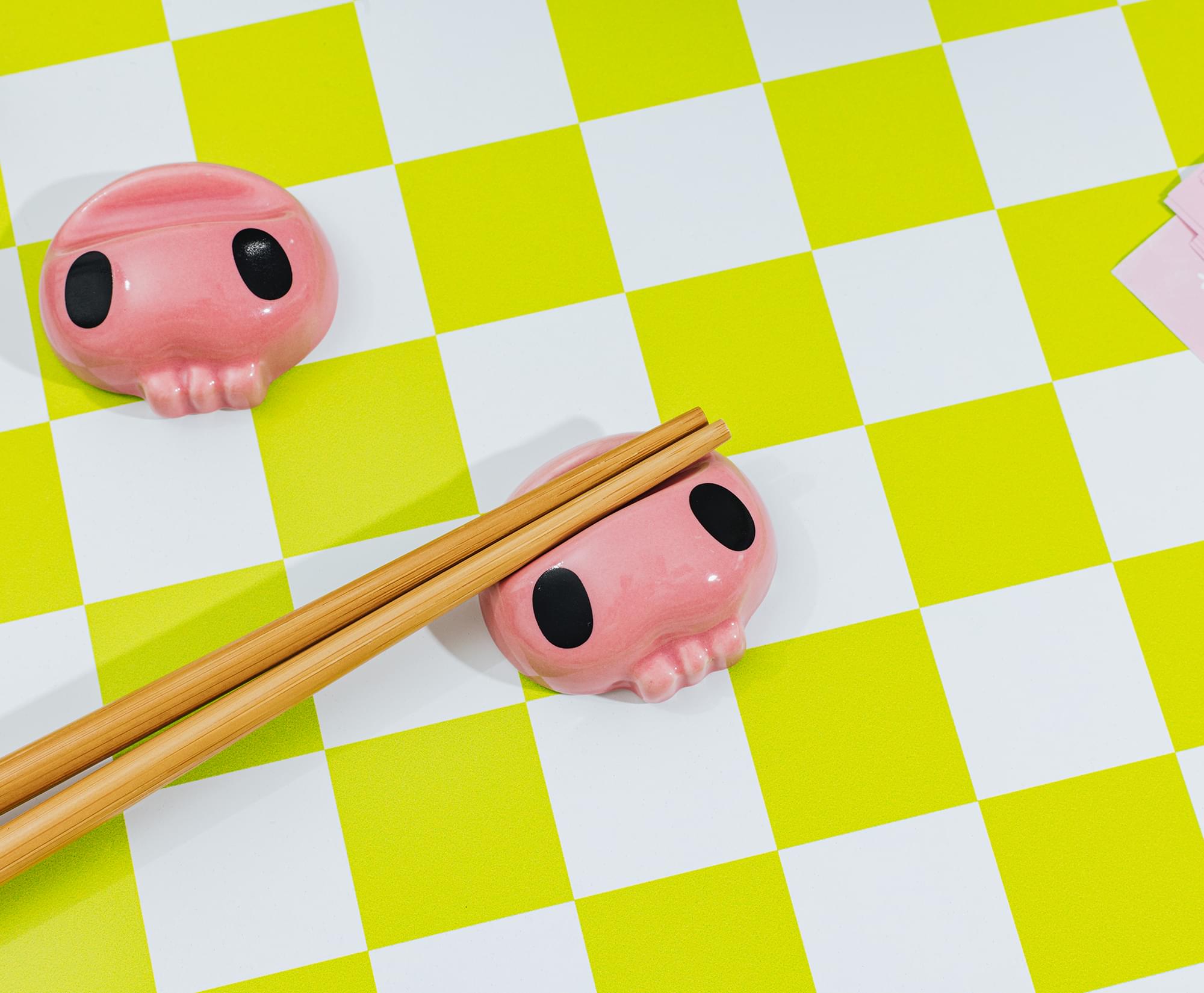 Sanrio Kuromi 2-Pair Bamboo Chopstick Set With Ceramic Rests