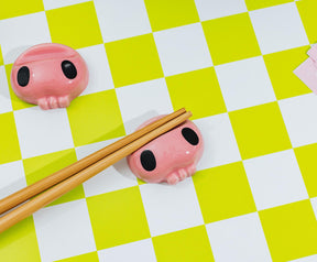 Sanrio Kuromi 2-Pair Bamboo Chopstick Set With Ceramic Rests