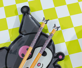 Sanrio Kuromi 2-Pair Bamboo Chopstick Set With Ceramic Rests