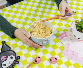 Sanrio Kuromi 2-Pair Bamboo Chopstick Set With Ceramic Rests