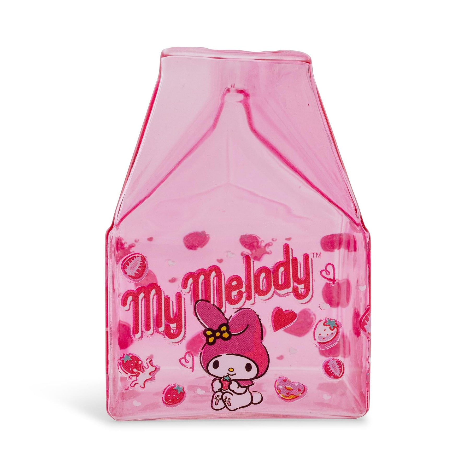 Sanrio My Melody Strawberry Glass Milk Carton | Holds 12 Ounces