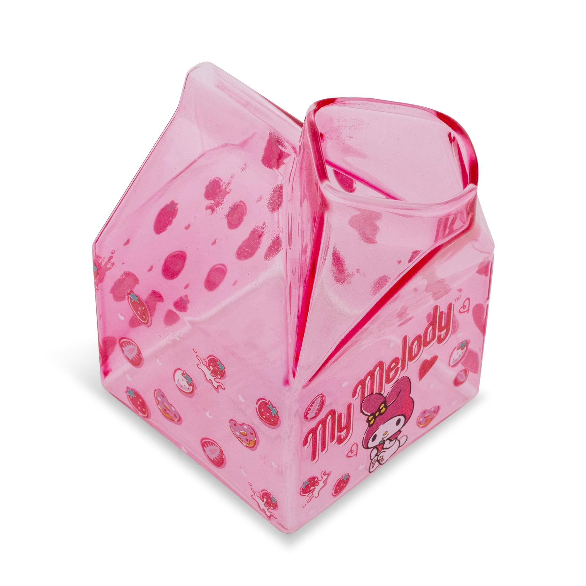 Sanrio My Melody Strawberry Glass Milk Carton | Holds 12 Ounces