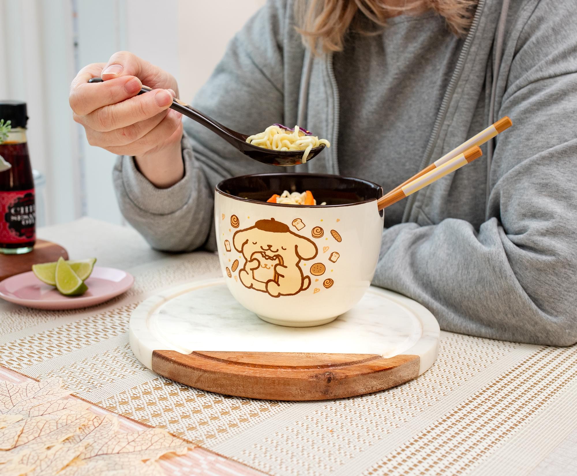 Sanrio Pompompurin 20-Ounce Ramen Bowl With Chopsticks and Spoon