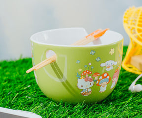 Sanrio Hello Kitty and Friends Mushroom Crew Ceramic Ramen Bowl Set | 20 Ounces
