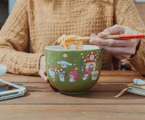Sanrio Hello Kitty and Friends Mushroom Crew Ceramic Ramen Bowl Set | 20 Ounces