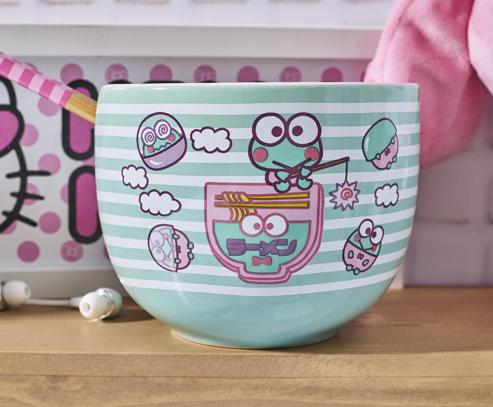 Sanrio Keroppi Fishing 20-Ounce Ramen Bowl and Chopstick Set