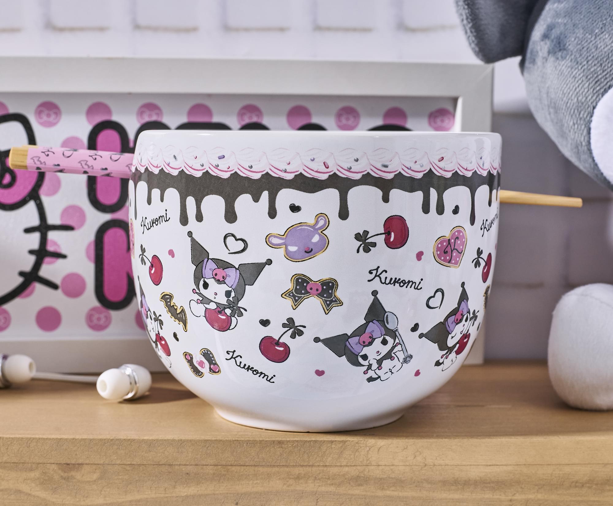 Sanrio Kuromi Sweets 20-Ounce Ramen Bowl and Chopstick Set