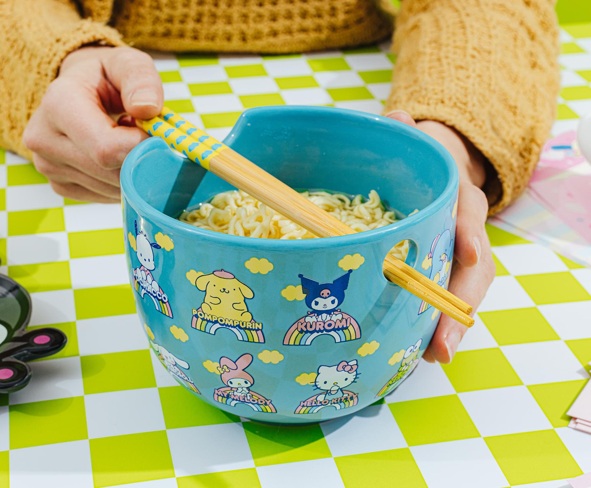 Sanrio Hello Kitty and Friends Blue 20-Ounce Ramen Bowl and Chopstick Set