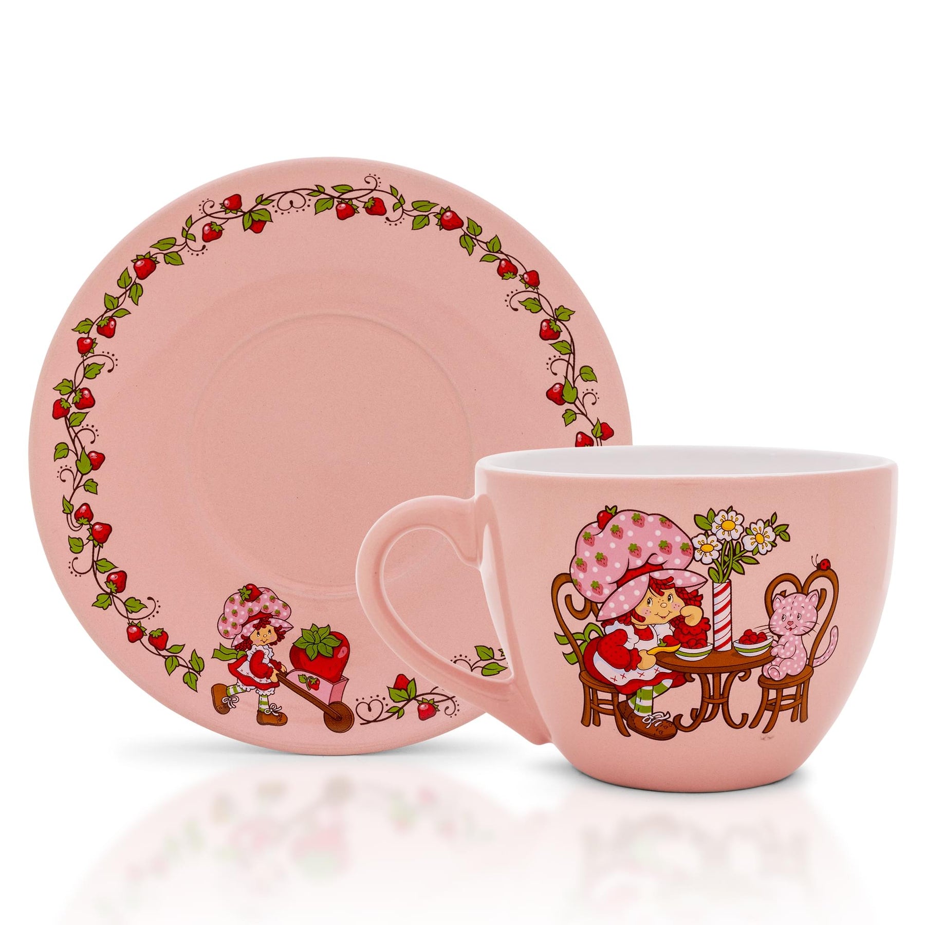 Strawberry Shortcake Ceramic Teacup and Saucer Set | Holds 22 Ounces