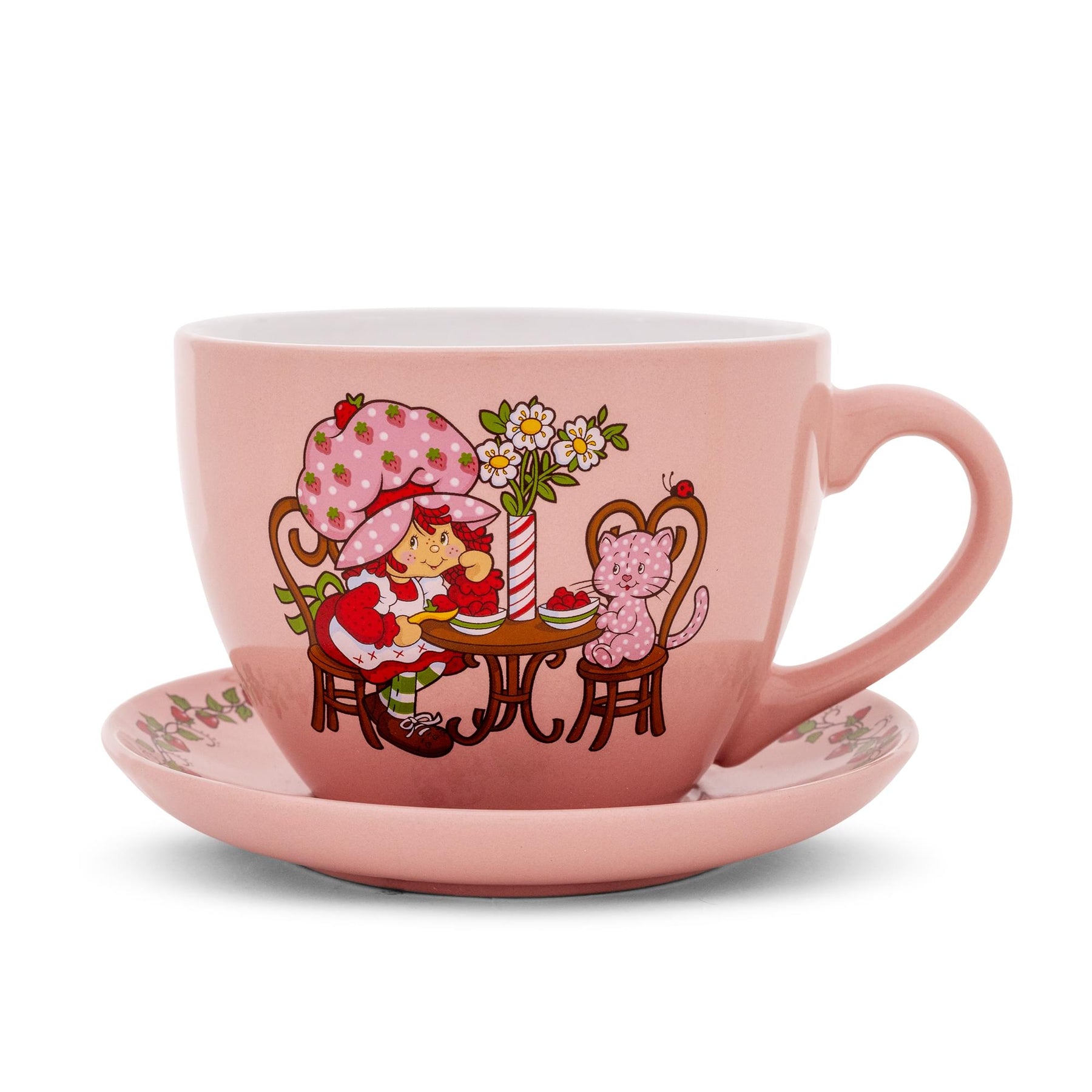 Strawberry Shortcake Ceramic Teacup and Saucer Set | Holds 22 Ounces