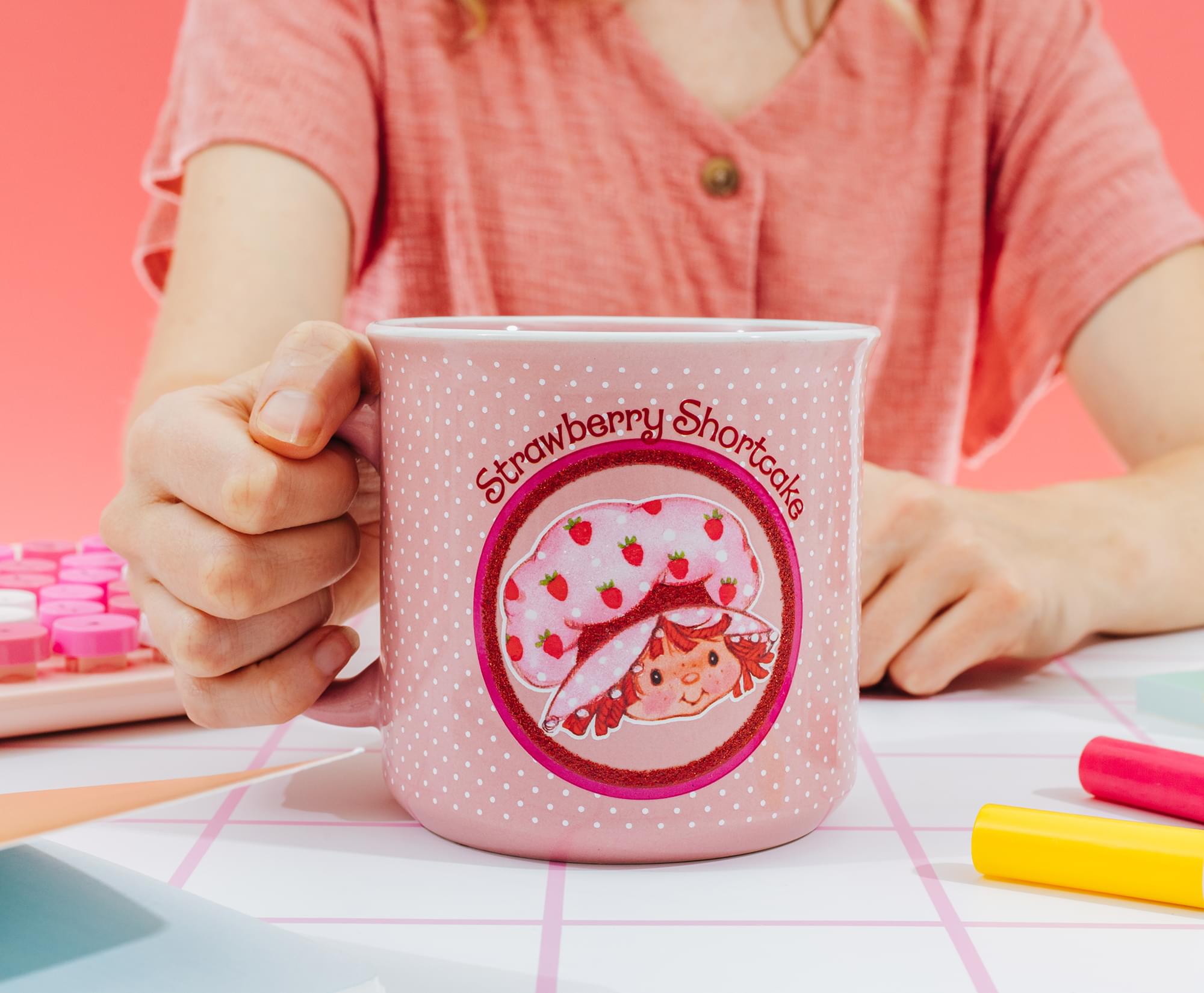Strawberry Shortcake Polka Dots Ceramic Camper Mug | Holds 20 Ounces