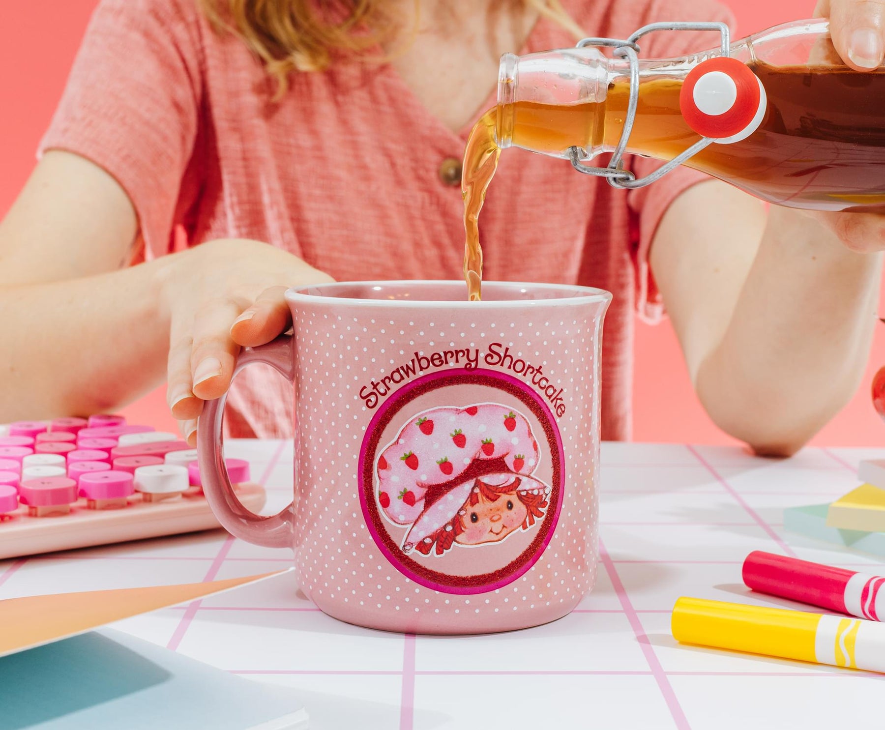 Strawberry Shortcake Polka Dots Ceramic Camper Mug | Holds 20 Ounces