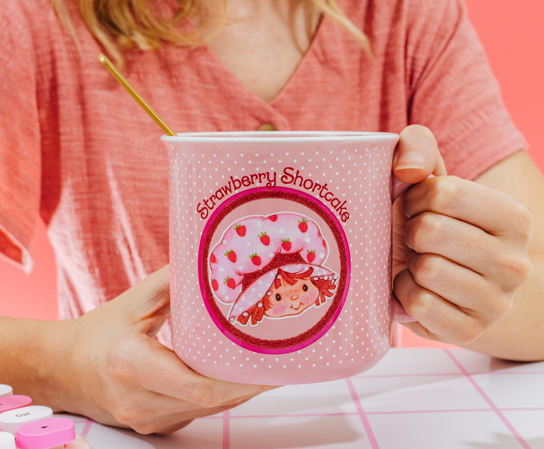 Strawberry Shortcake Polka Dots Ceramic Camper Mug | Holds 20 Ounces
