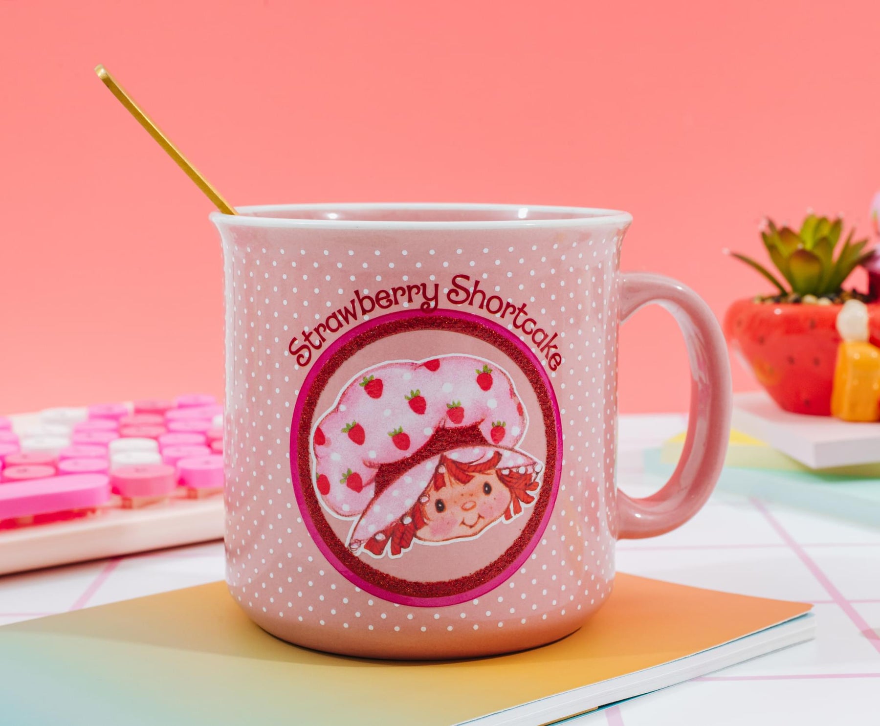 Strawberry Shortcake Polka Dots Ceramic Camper Mug | Holds 20 Ounces