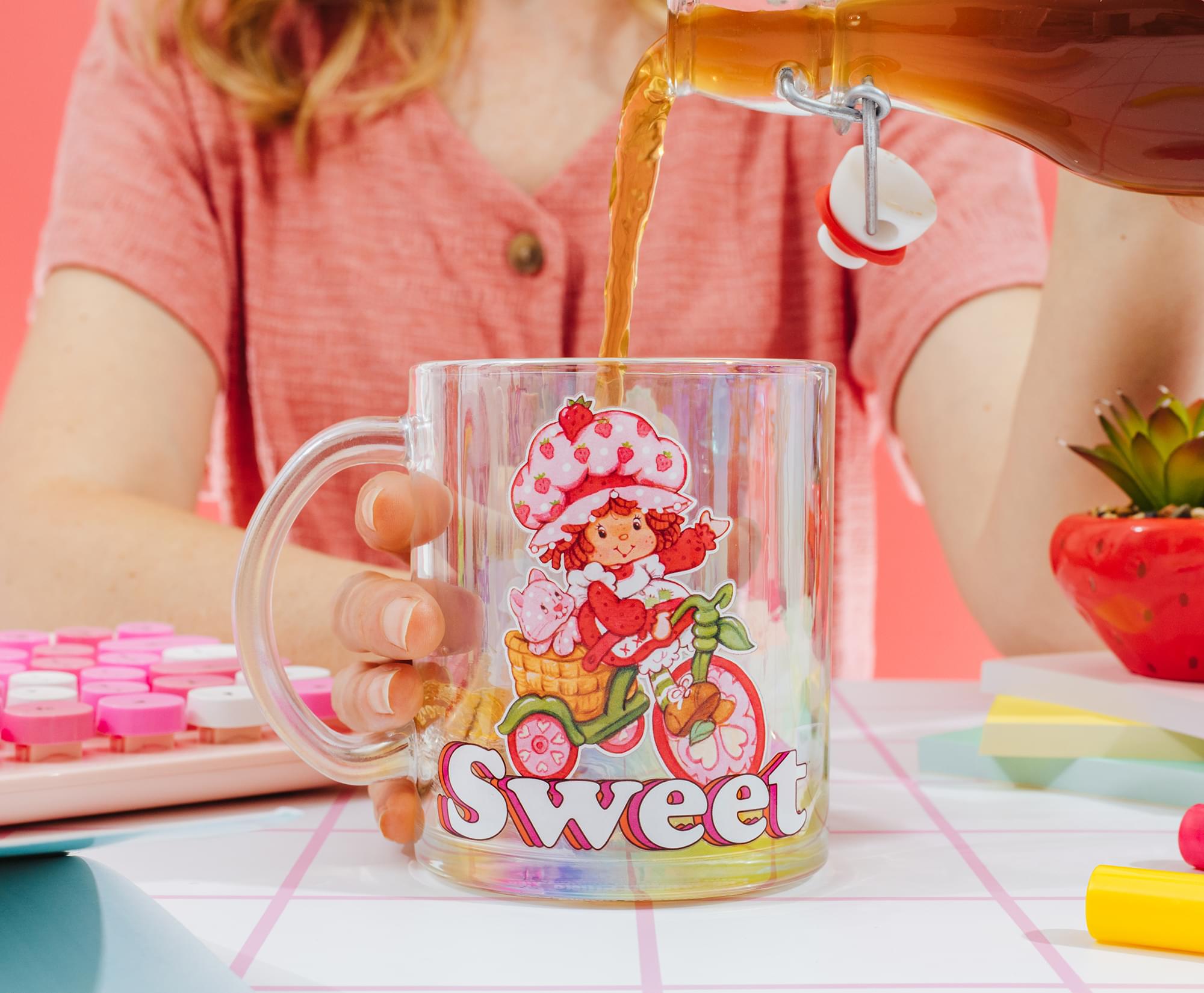 Strawberry Shortcake "Sweet" Glass Mug | Holds 18 Ounces