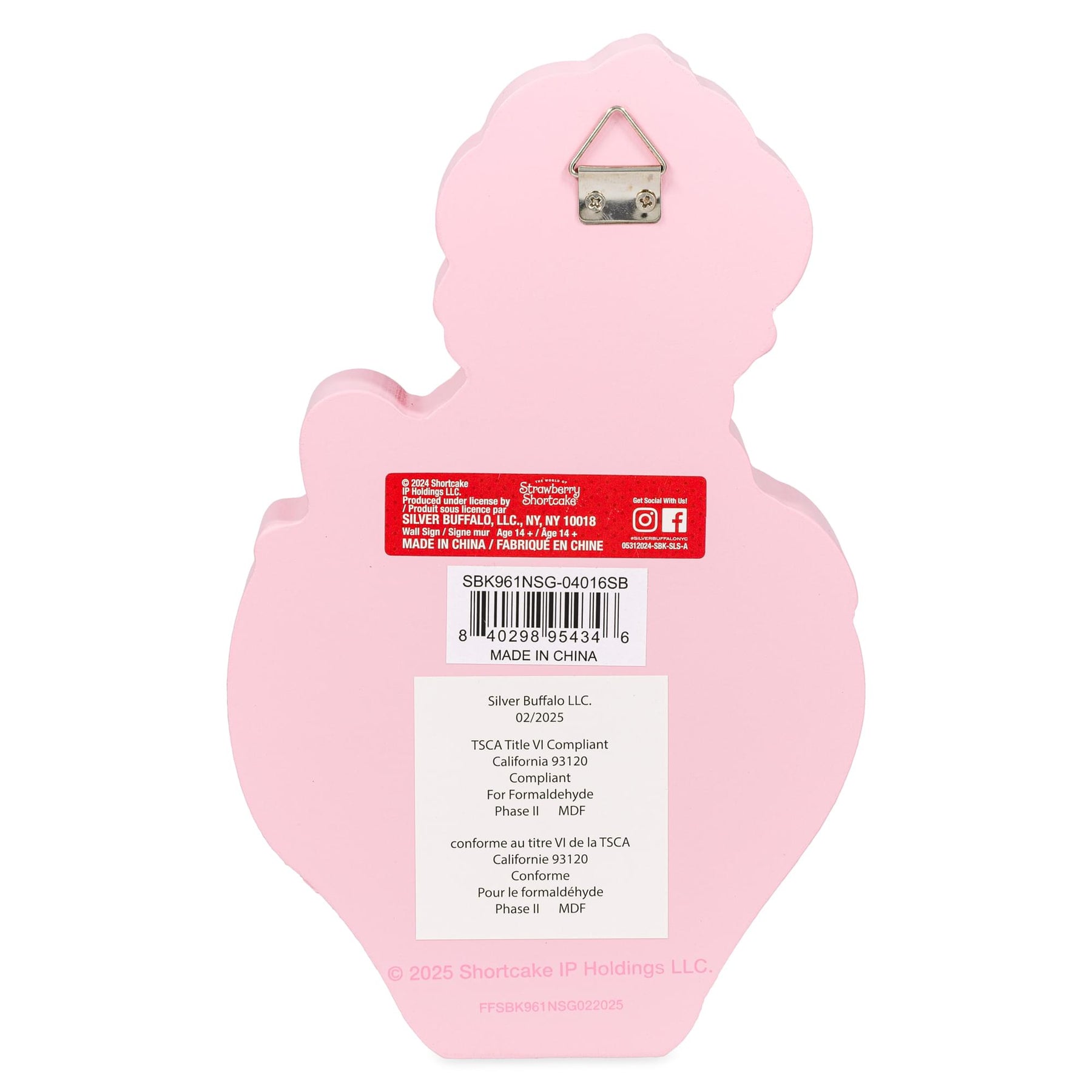 Strawberry Shortcake Berry Sit Glitter MDF Box Wall Sign