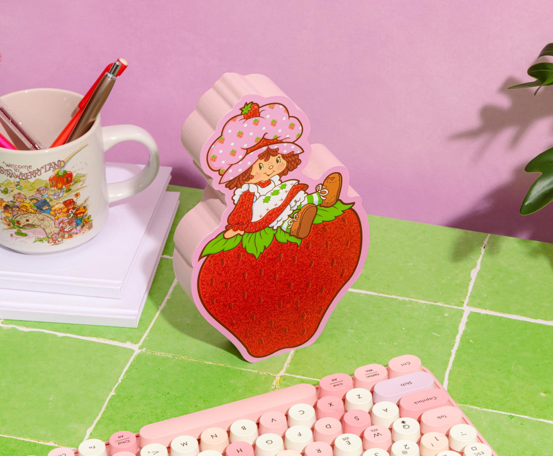 Strawberry Shortcake Berry Sit Glitter MDF Box Wall Sign