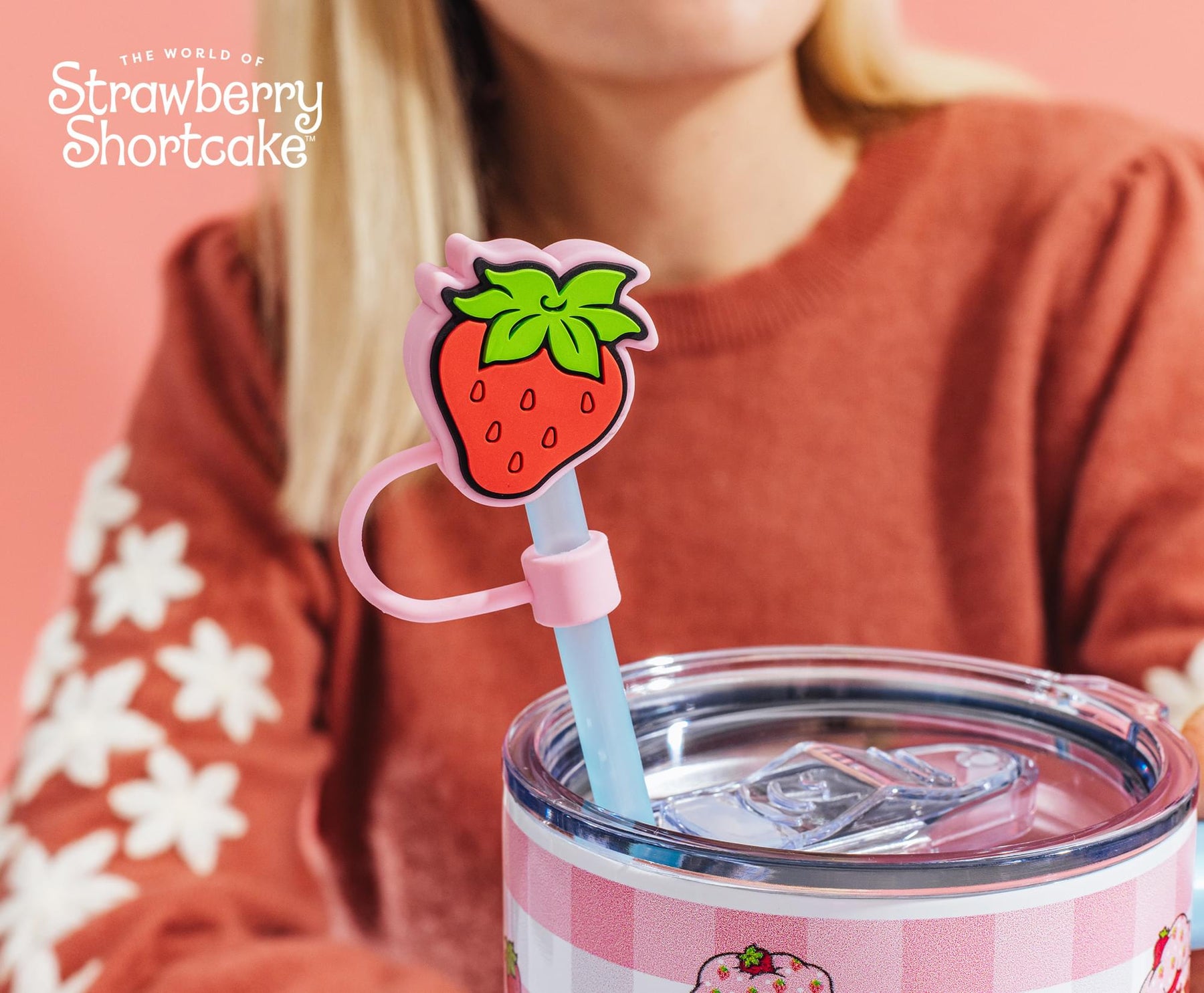 Strawberry Shortcake Pink Pattern 40-Ounce Stainless Steel Tumbler With Handle