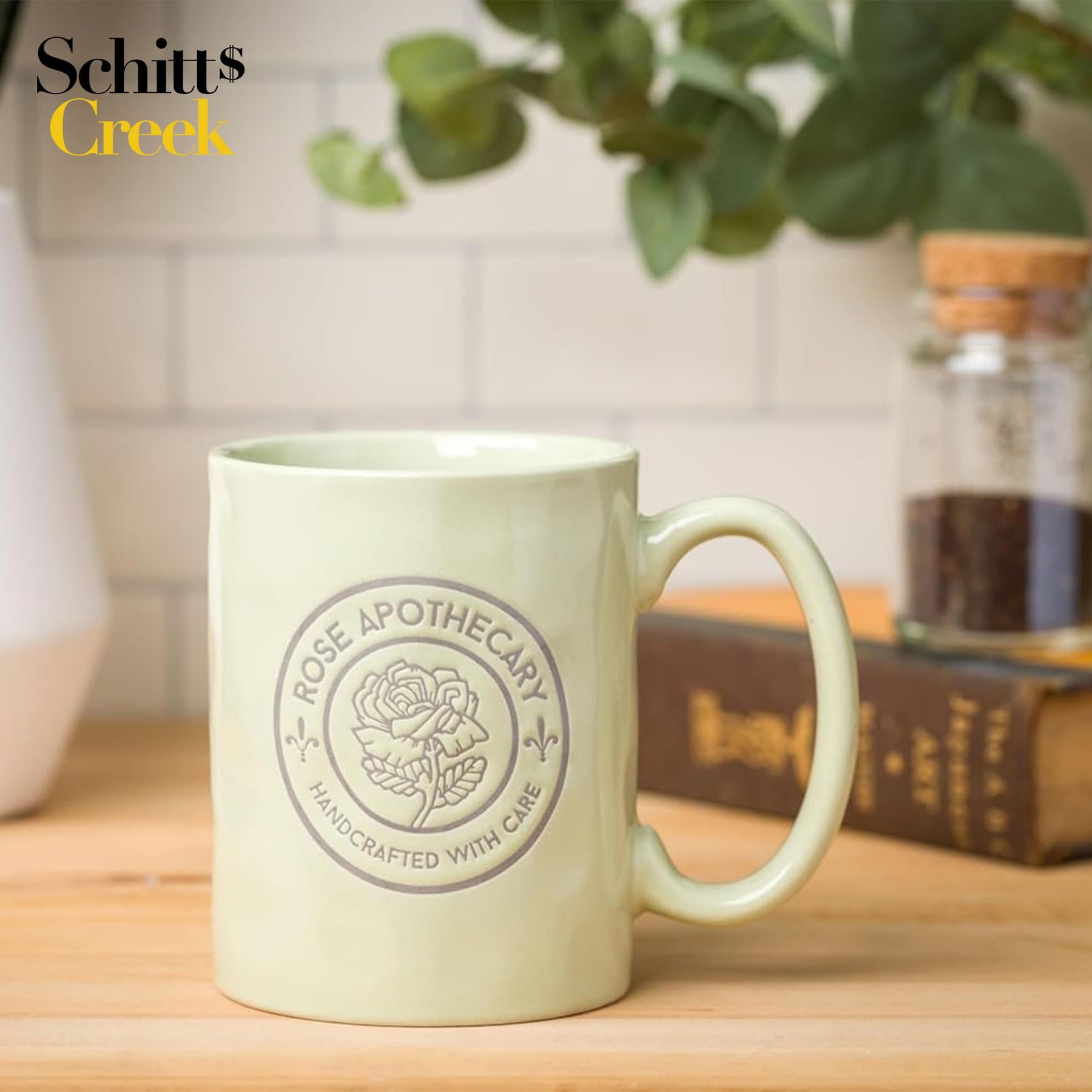 Schitt's Creek "Rose Apothecary" Wax Resist 17 Ounce Ceramic Pottery Mug