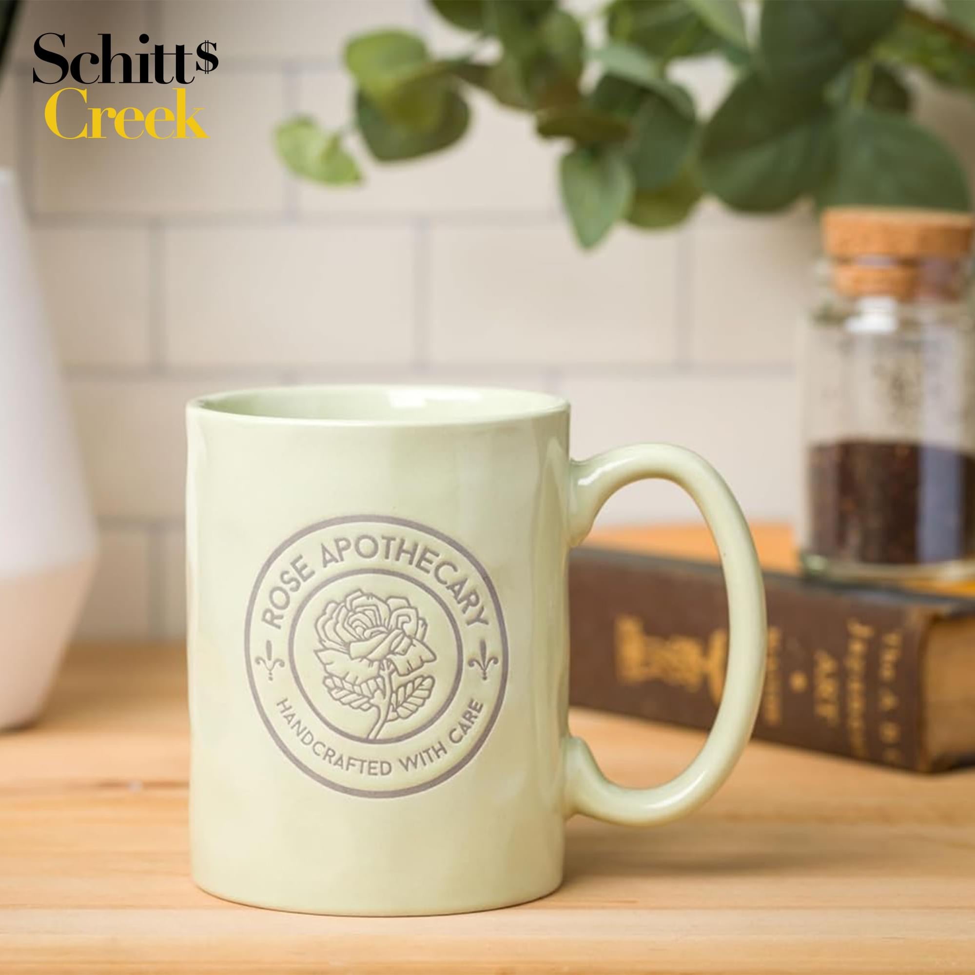 Schitt's Creek "Rose Apothecary" Wax Resist 17 Ounce Ceramic Pottery Mug