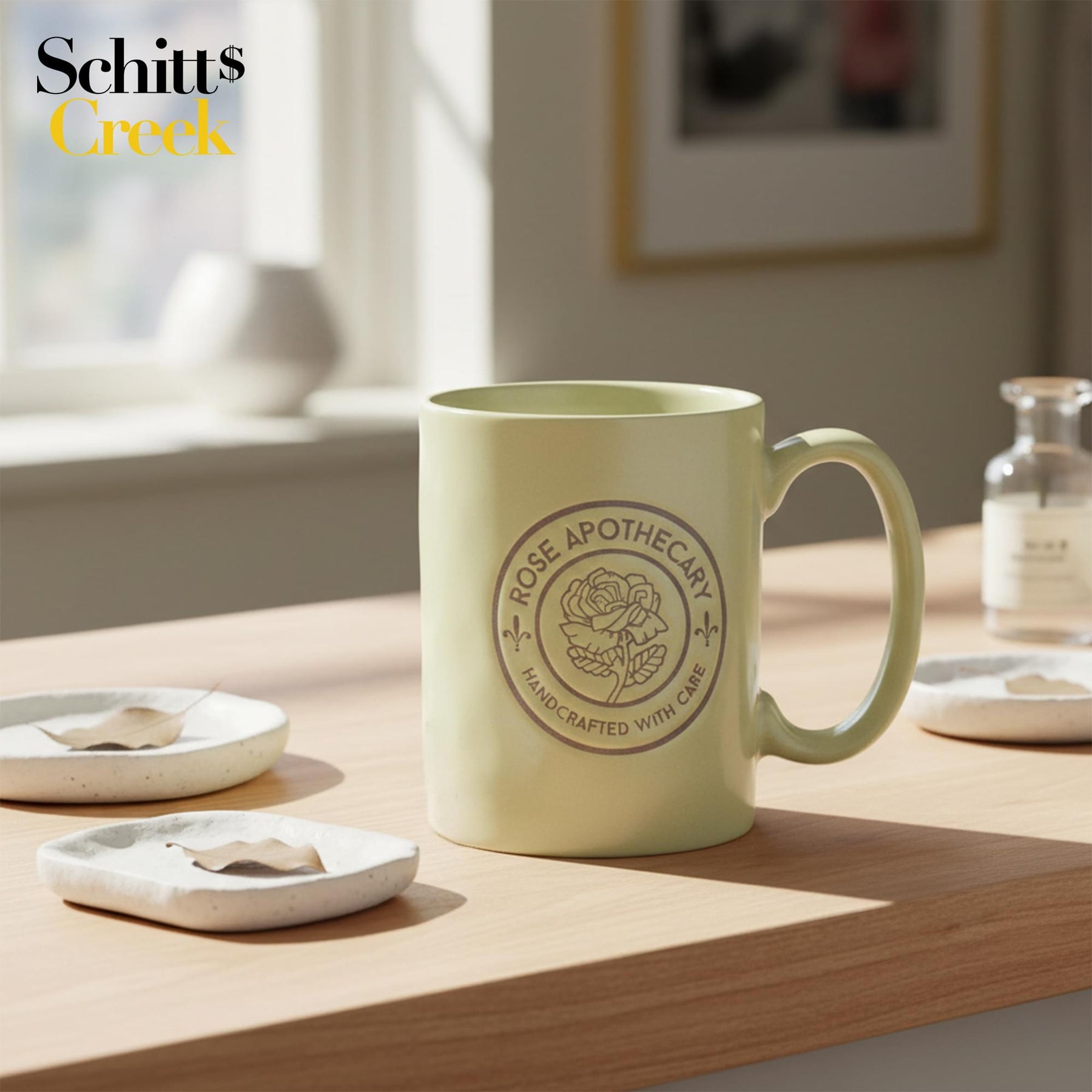 Schitt's Creek "Rose Apothecary" Wax Resist 17 Ounce Ceramic Pottery Mug