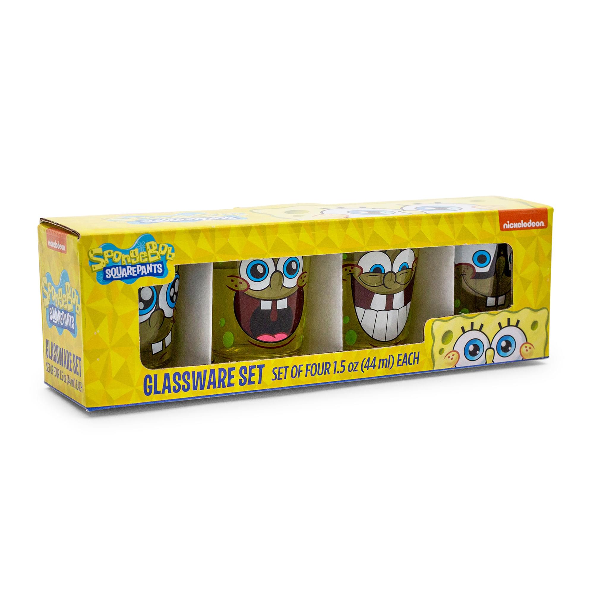 Nickelodeon SpongeBob Faces 2-Ounce Mini Glasses | Set of 4