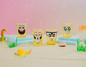 Nickelodeon SpongeBob Faces 2-Ounce Mini Glasses | Set of 4