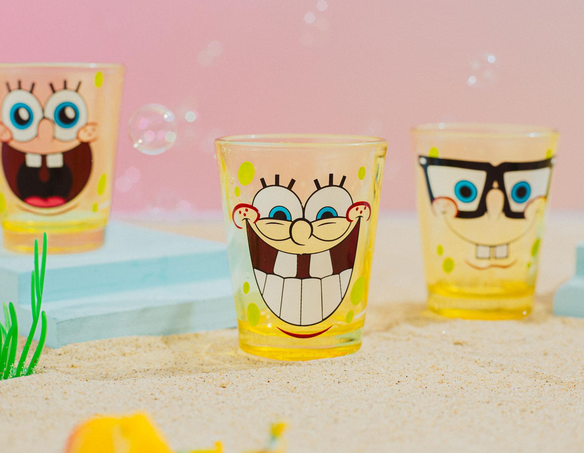 Nickelodeon SpongeBob Faces 2-Ounce Mini Glasses | Set of 4