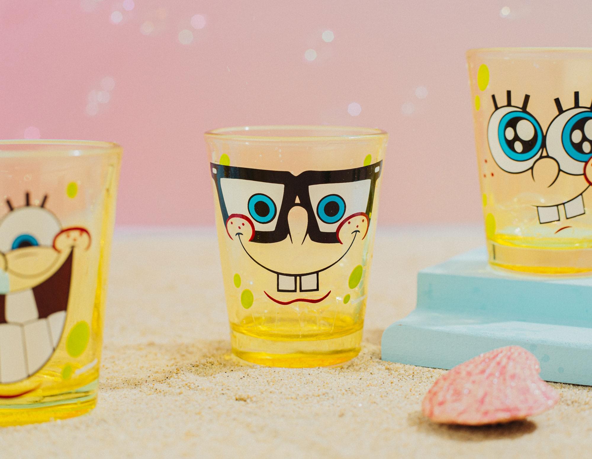 Nickelodeon SpongeBob Faces 2-Ounce Mini Glasses | Set of 4