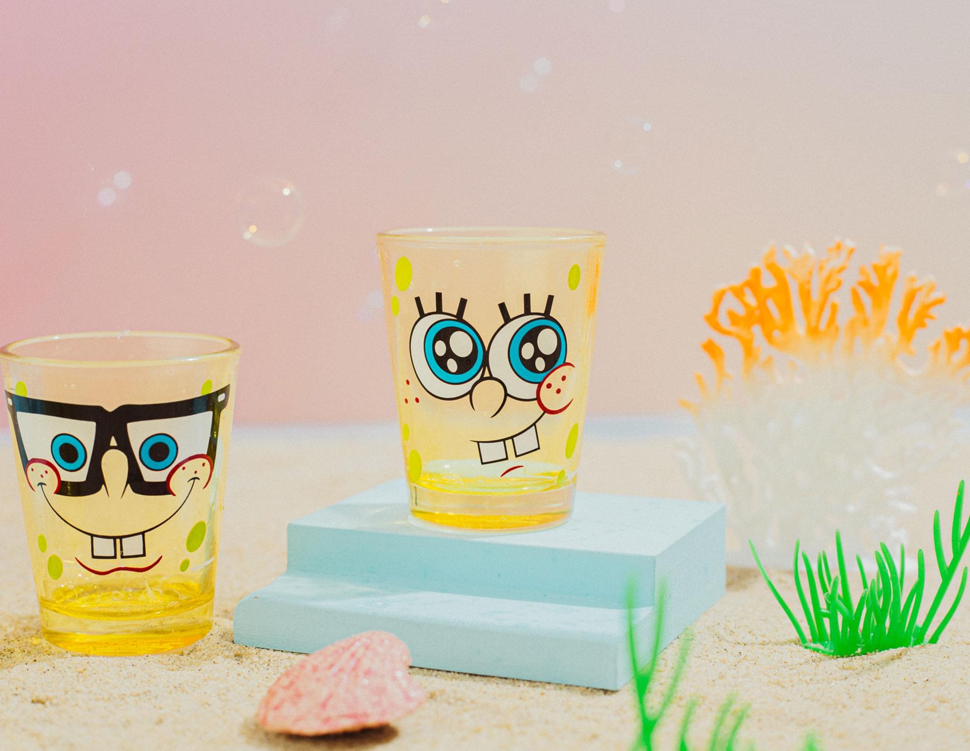 Nickelodeon SpongeBob Faces 2-Ounce Mini Glasses | Set of 4