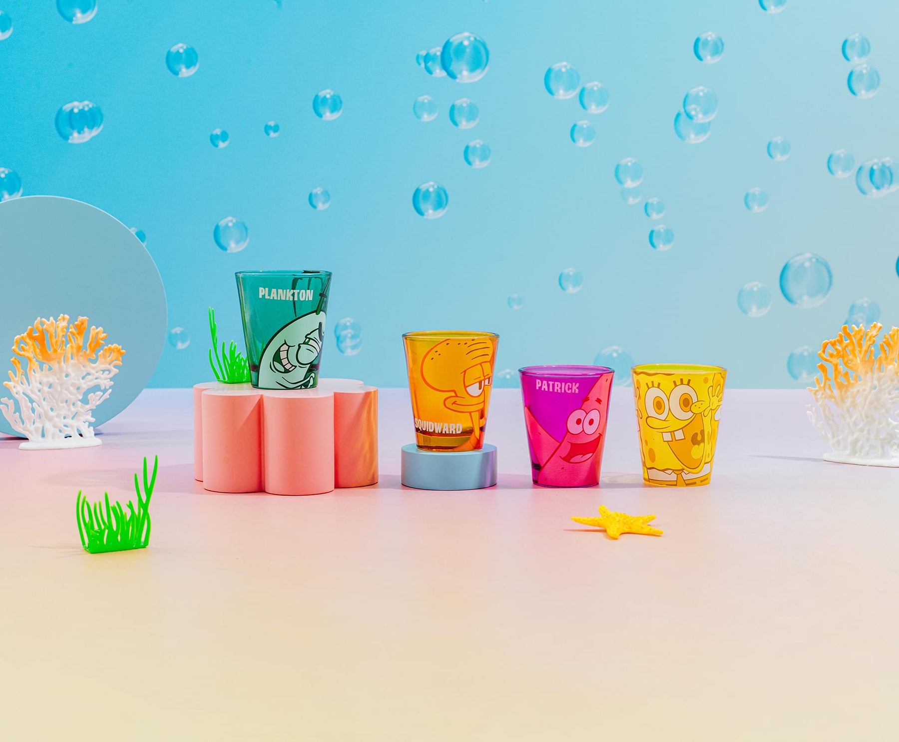 Nickelodeon SpongeBob SquarePants Character 2-Ounce Mini Shot Glasses | Set of 4