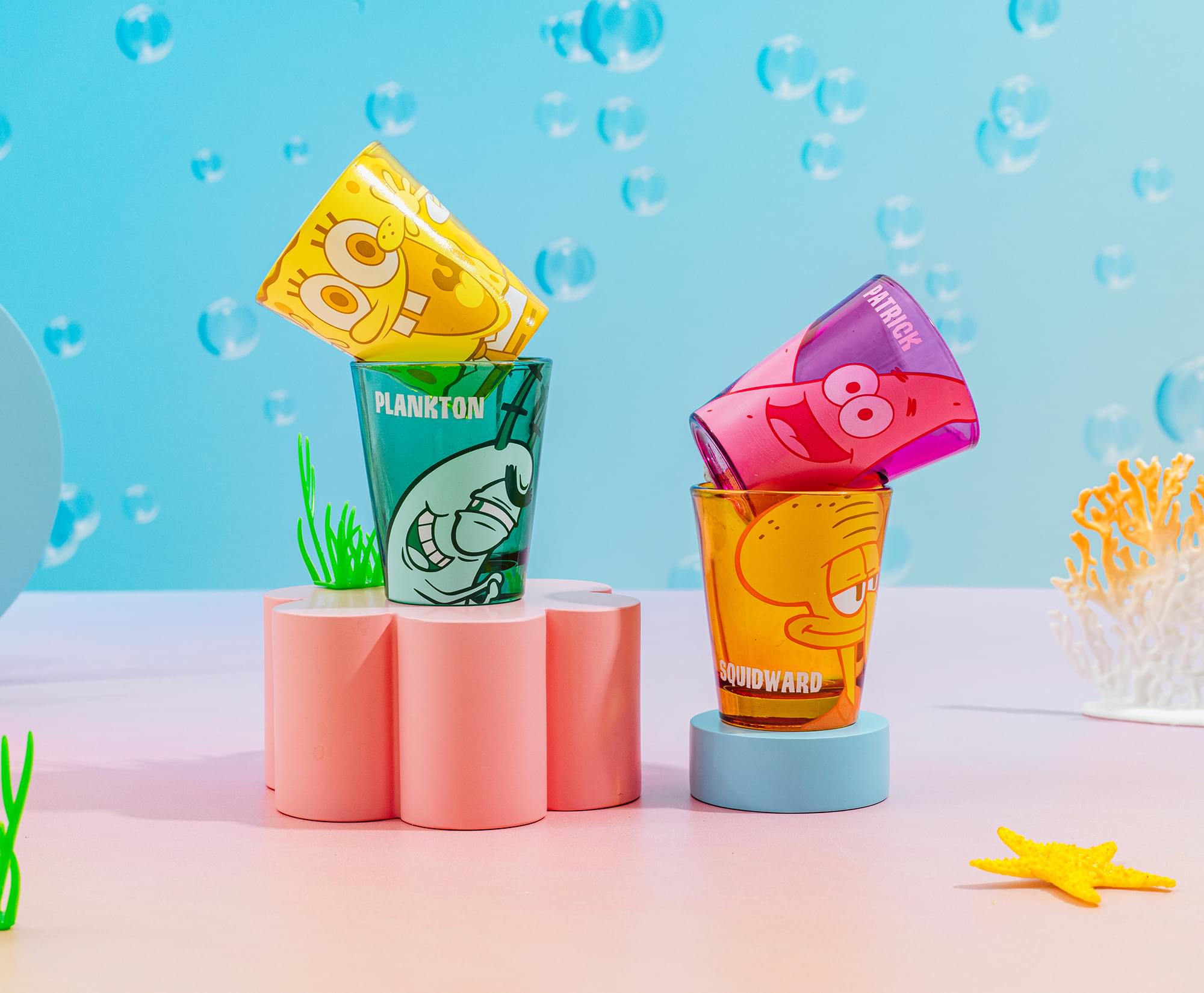 Nickelodeon SpongeBob SquarePants Character 2-Ounce Mini Shot Glasses | Set of 4