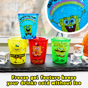 SpongeBob SquarePants Rainbow 1.5-Ounce Plastic Freeze Gel Mini Cups | Set of 4