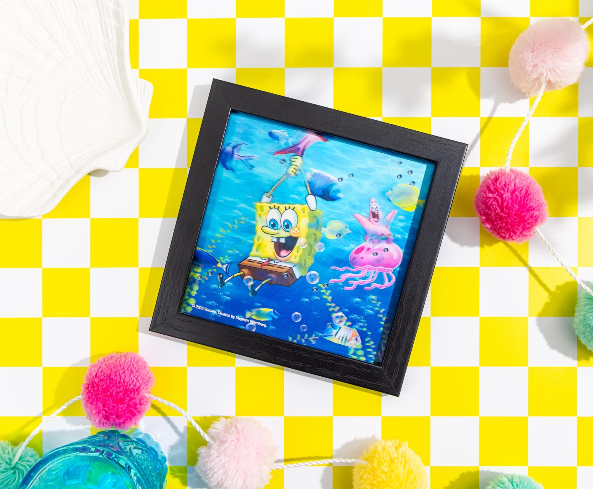 SpongeBob SquarePants Under the Sea Framed Lenticular Wall Art | 6 x 6 Inches