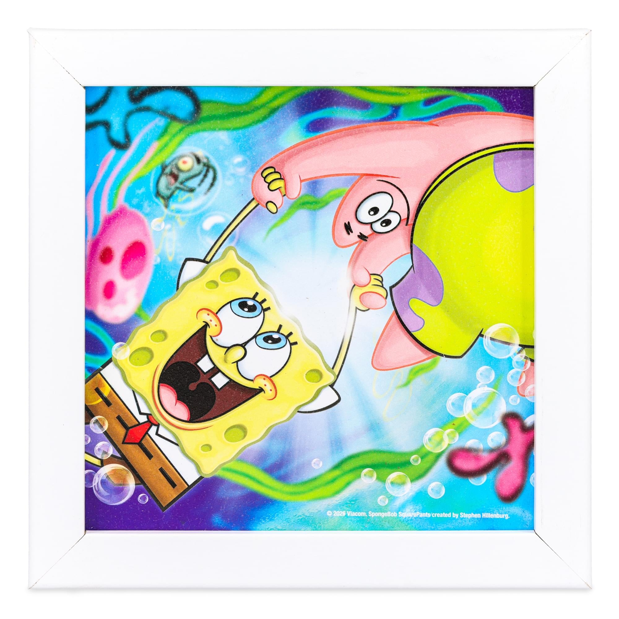 Nickelodeon SpongeBob SquarePants and Patrick Framed MDF Wall Art | 6 x 6 Inches