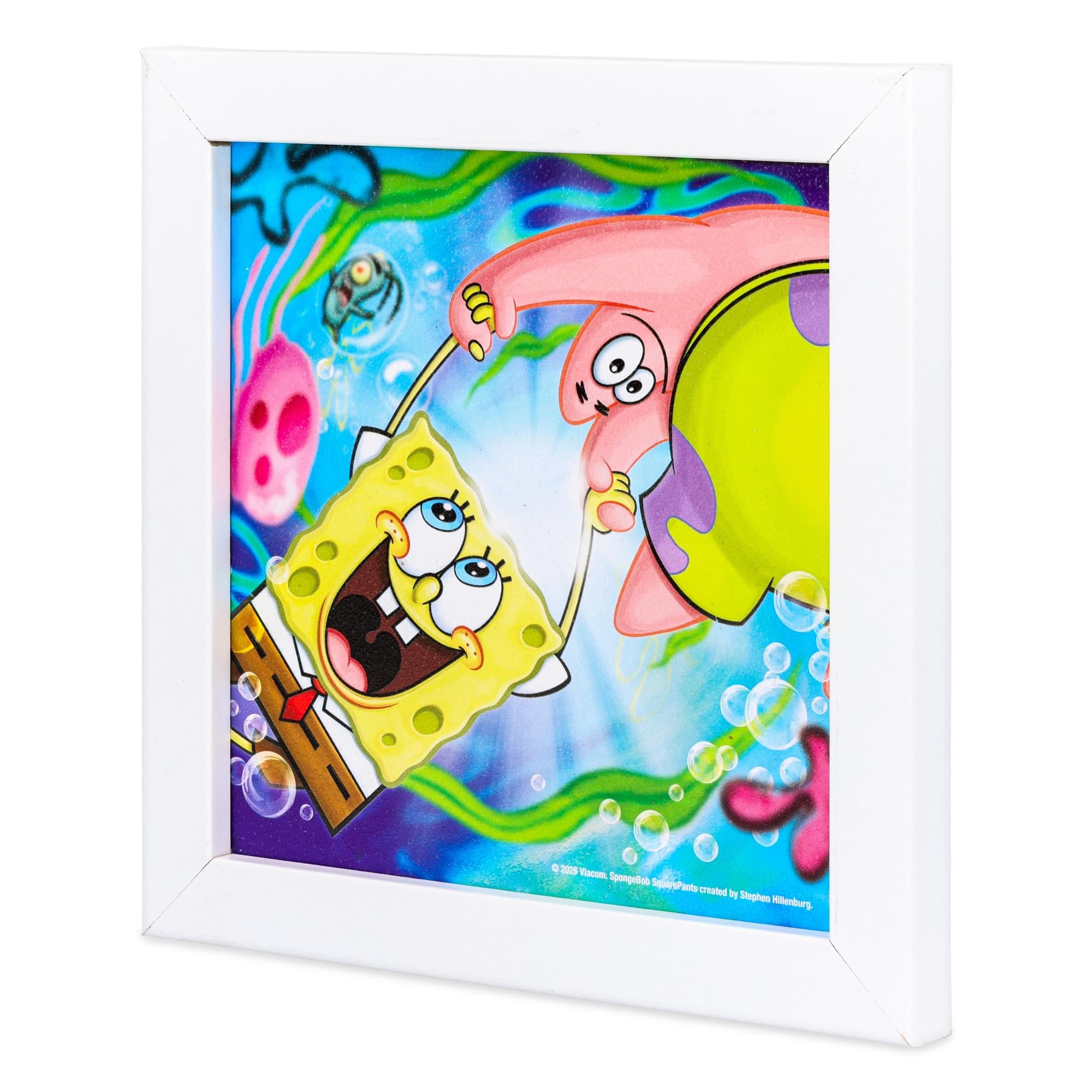 Nickelodeon SpongeBob SquarePants and Patrick Framed MDF Wall Art | 6 x 6 Inches